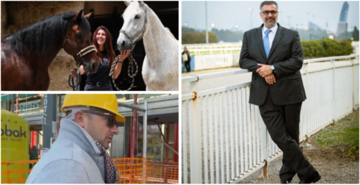 Dall'alto in senso orario Paola Marzotto, co-responsabile ufficio tecnico e segreteria generale della Varese Turf & Sport S.r.l., l'amministratore delegato Luigi Rinzivillo e il presidente Enrico Cinti Dall'alto in senso orario Paola Marzotto, co-responsabile ufficio tecnico e segreteria generale della Varese Turf & Sport S.r.l., l'amministratore delegato Luigi Rinzivillo e il presidente Enrico Cinti