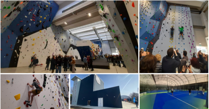 Maestosa, colorata, unica: ecco Salewa Cube Varese, la palestra di arrampicata di San Fermo con annessi 5 campi da padel, campo da calcetto aperto ai cittadini e parkour