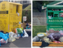 Il cassonetto della raccolta di indumenti usati situato in viale Borri, vicino al supermercato MD, e quello all'uscita del Centro Commerciale Belforte, ironia della sorte proprio a un passo dalla discarica di via dell'Ecologia