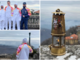 Il vicesindaco Ivana Perusin con i tedofori e la fiamma olimpica al Sacro Monte