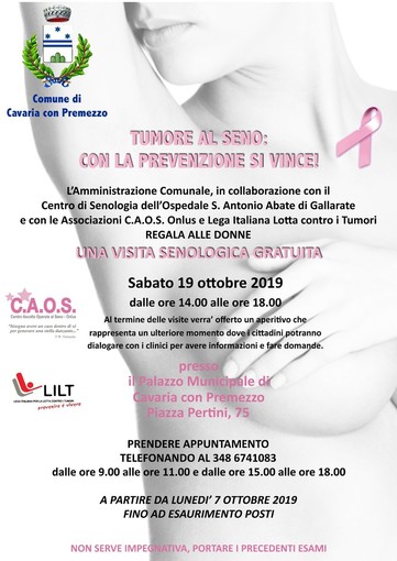 IL BEL GESTO. A Cavaria l'amministrazione &quot;dona&quot; una visita gratuita per prevenire il tumore al seno