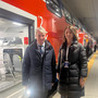 Davide Galimberti e Ivana Perusin all'inaugurazione del nuovo tratto ferroviario di Malpensa