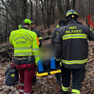 I soccorsi al ciclista caduto nei boschi di Vergiate