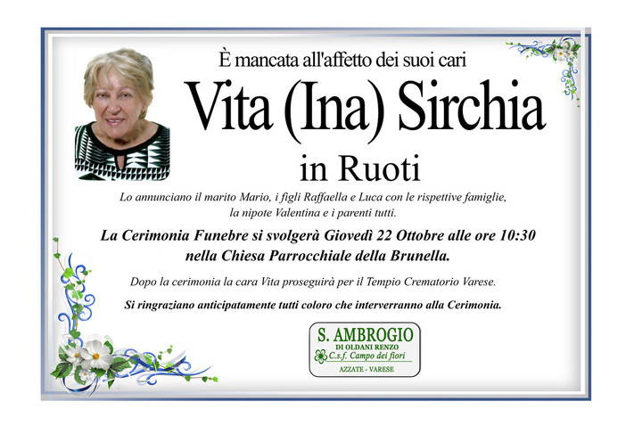 Vita (Ina) Sirchia in Ruoti