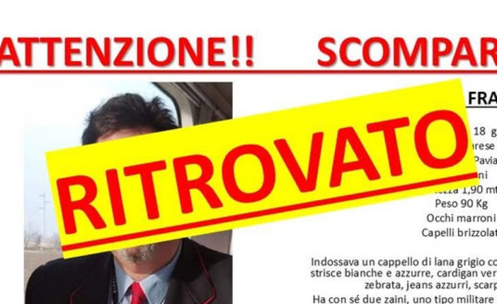 Ritrovato sano e salvo il 52enne varesino scomparso ieri