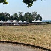 I tendoni già montati alla festa di Sant'Eusebio a Casciago