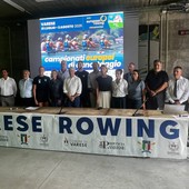 Le istituzioni questa mattina nella sede della Canottieri Varese per l'ultima conferenza stampa di presentazione degli Europei di canottaggio di Varese