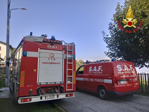 I vigili del fuoco in azione a Maccagno