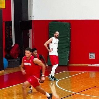 Amedeo Della Valle nell'allenamento di oggi al Campus