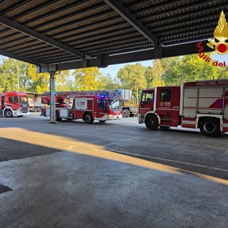 I vigili del fuoco al lavoro questa mattina a Solbiate Arno I vigili del fuoco al lavoro questa mattina a Solbiate Arno