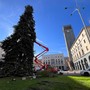 La posa delle lucine sull'albero di piazza Monte Grappa