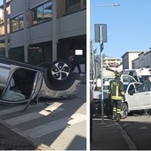 Ancora un incidente in via Maino a Busto, si ribalta auto. Paura e rabbia dei residenti