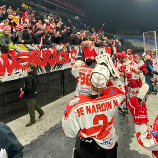 L'Alleghe senza tifosi a caccia dell'impresa della prima Coppa Italia della sua storia (foto di Roberto Miana dalla pagina Facebook ufficiale dell'Alleghe Hockey)