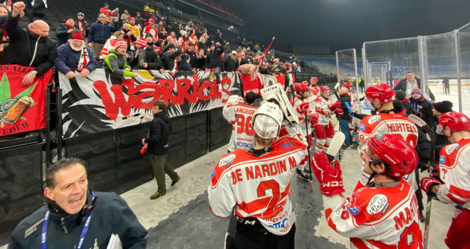 L'Alleghe senza tifosi a caccia dell'impresa della prima Coppa Italia della sua storia (foto di Roberto Miana dalla pagina Facebook ufficiale dell'Alleghe Hockey)