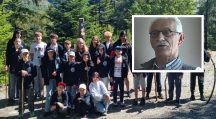 Bambini ucraini all Aprica, estate 2026. Nel riquadro Antonio Tosi Bambini ucraini all Aprica, estate 2026. Nel riquadro Antonio Tosi