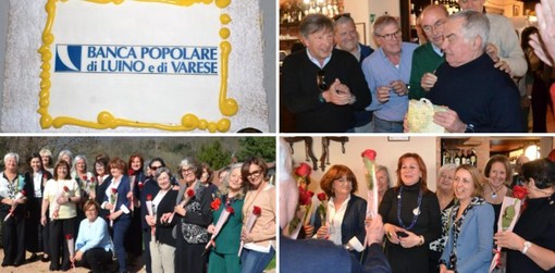 La torta in onore della Banca Popolare di Luino e Varese per sempre nel cuore dei varesini e degli ex dipendenti riunitisi a Rancio Valcuvia