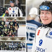 L'ultima da arbitro di Matteo Bianchi nel suo palaghiaccio tra gli amici dei Crazy Bees, vittoriosi 5-3 sugli Storm Pinerolo, squadra du Division I (Foto Alessandro Umberto Galbiati)