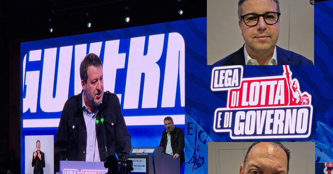 Salvini sul palco dopo la vittoria del congresso. Nei riquadri, Cassani (in alto) e Reto Salvini sul palco dopo la vittoria del congresso. Nei riquadri, Cassani (in alto) e Reto