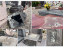 Questa è la scena che si presenta al cimitero di Sant'Ambrogio, tra i segni delle sculture e dei suppellettili divelti e una grossa statua di una madonna abbattuta e poi abbandonata dai ladri, probabilmente perché troppo pesante Questa è la scena che si presenta al cimitero di Sant'Ambrogio, tra i segni delle sculture e dei suppellettili divelti e una grossa statua di una madonna abbattuta e poi abbandonata dai ladri, probabilmente perché troppo pesante
