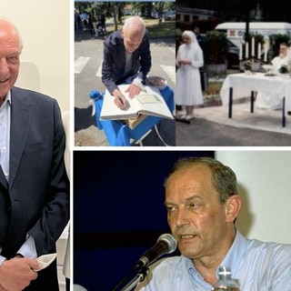 Angelo Carenzi in diversi momenti: a una inaugurazione al San Carlo, alla cerimonia per la Madonna in ospedale, al meeting di Rimini e festeggiando i 50 anni della cooperativa Rezzata
