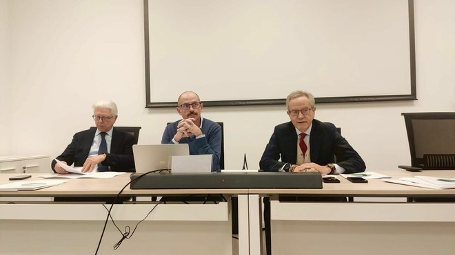 I vertici di Coinger alla conferenza stampa tenutasi stamattina