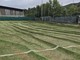 Quel che resta del campo in sintetico dove giocava la Cairese dopo l'alluvione a Cairo Montenotte (Savona) in Val Bormida