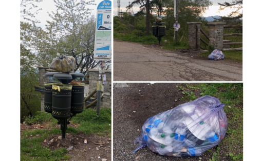 Bottiglie, piatti e sacchi di rifiuti: il Belvedere del Campo dei Fiori vittima dell’inciviltà