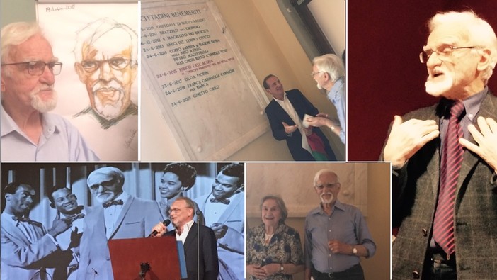 Alcuni momenti di e con Ginetto Grilli. In particolare a sinistra in una vignetta di Riverso, sotto niente meno che con i Platters (e il dottor Rosanna), di fronte alla lapide dei benemeriti con il sindaco e con la sua principessa Agnese