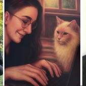 Maddalena Gentini con il libro, un'immagine tratta dallo stesso e nonno Gianni Fusetti