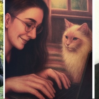 Maddalena Gentini con il libro, un'immagine tratta dallo stesso e nonno Gianni Fusetti