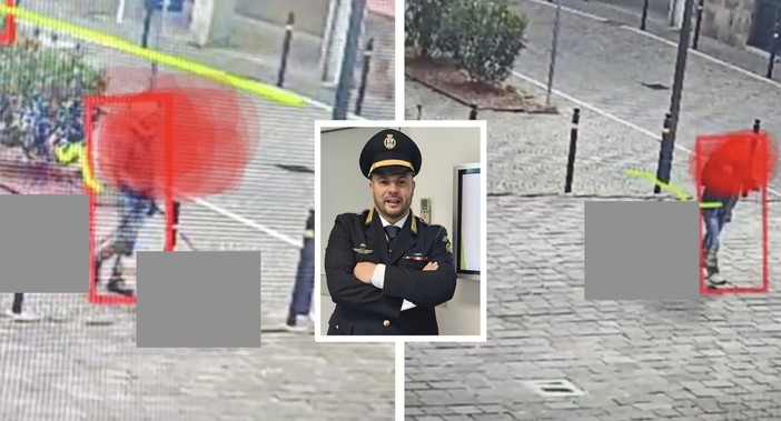 Due cittadini individuati dalle telecamere con gli incolpevoli cani e il comandante Paolo Finamore Due cittadini individuati dalle telecamere con gli incolpevoli cani e il comandante Paolo Finamore