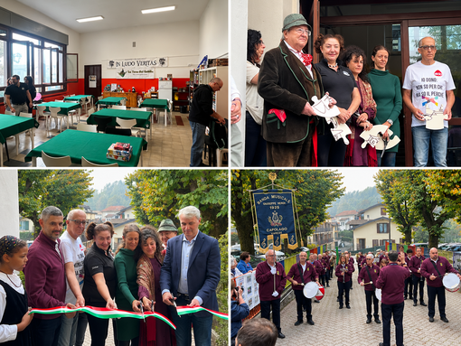 Quattro momenti dell'inaugurazione, avvenuta oggi all'ex Baracca di Capolago, della Casa delle Associazioni Quattro momenti dell'inaugurazione, avvenuta oggi all'ex Baracca di Capolago, della Casa delle Associazioni