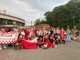 I tifosi in festa con la squadra a Masnago dopo una giornata da ricordare (grazie agli angeli biancorossi per la foto)