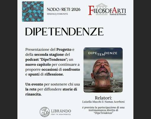 Dipetendenze: le storie della rinascita arrivano da Librando con Filosofarti Dipetendenze: le storie della rinascita arrivano da Librando con Filosofarti