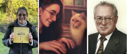 Maddalena Gentini con il libro, un'immagine tratta dallo stesso e nonno Gianni Fusetti