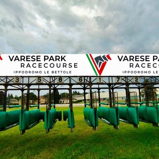 Il nuovo logo e il nuovo nome sulle gabbie di partenza dell'ippodromo
