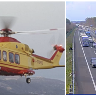 A sinistra: le code sulla diramazione questo pomeriggio nei pressi di Besnate