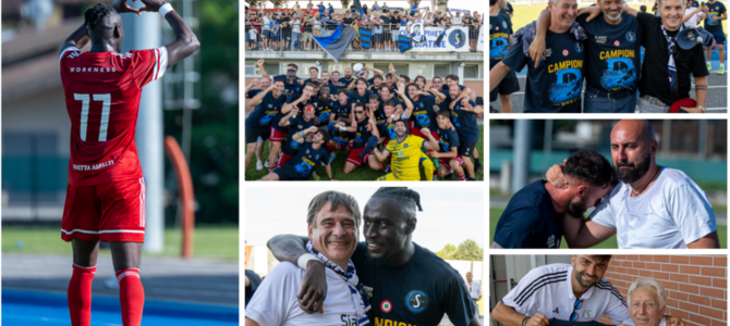 Cartoline da un trionfo: il cuore di Monteiro Barbosa per i tifosi e per il patron Milanese (qui sopra), a destra mister Gatti in festa tra Barban e Pivetta, Gorrasi commosso con Gabrielli e infine Puka con la maglietta dei campioni insieme ad Aldo Cunati (foto Alessandro Umberto Galbiati) Cartoline da un trionfo: il cuore di Monteiro Barbosa per i tifosi e per il patron Milanese (qui sopra), a destra mister Gatti in festa tra Barban e Pivetta, Gorrasi commosso con Gabrielli e infine Puka con la maglietta dei campioni insieme ad Aldo Cunati (foto Alessandro Umberto Galbiati)