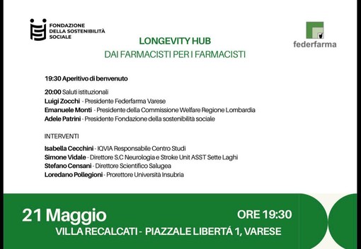 A Varese il convegno “Longevity Hub - Dai farmacisti per i farmacisti” A Varese il convegno “Longevity Hub - Dai farmacisti per i farmacisti”