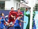 Mapelli, a destra vicino a Cosentino, ha appena scaraventato in gol il pallone che riapre la partita (Foto Agenzia Blitz - Varesina Calcio)