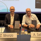Diego Minonzio e Alessandro Sallusti alla presentazione nella sede di Confindustria Como - foto per cortesia di Antonella Corengia