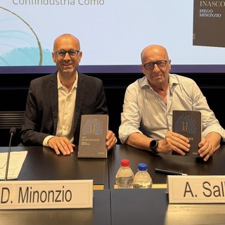 Diego Minonzio e Alessandro Sallusti alla presentazione nella sede di Confindustria Como - foto per cortesia di Antonella Corengia