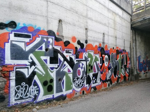 Writers in azione a Casbeno, nuovo murales, abusivo, in via Mirasole