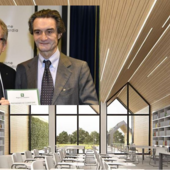 Il render del nuovo centro e, nel riquadro, Maroni (sinistra) e Fontana. In fondo, l'edificio oggi