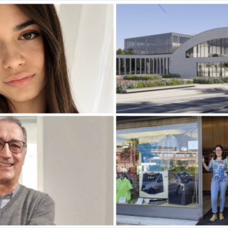 In alto da sinistra: Sara Vetrano e l'immagine di come apparirà la nuova area riqualificata dell'Aermacchi di Varese. In basso da sinistra: don Luciano Andriolo e Luana Aimar