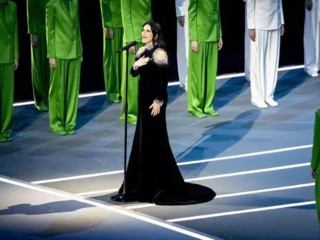 Laura Pausini canta l'inno d'Italia - Ipa/Fotogramma