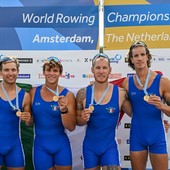 Nelle foto (ph Julia Kowacic / Canottaggio.org): il quattro di coppia azzurro con l'oro vinto e in azione ad Amsterdam Nelle foto (ph Julia Kowacic / Canottaggio.org): il quattro di coppia azzurro con l'oro vinto e in azione ad Amsterdam