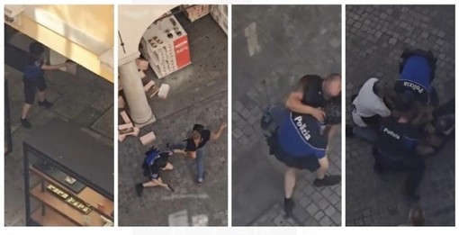 Alcune fasi dell'intervento della polizia a Lugano lo scorso luglio riprese da un video