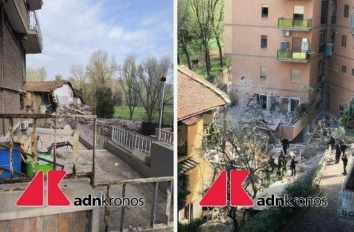 Roma, crolla palazzina: uomo estratto vivo da macerie