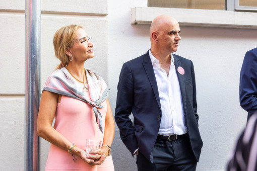 Il ministro Alain Berset con Monika Schmutz Kirgöz, ambasciatrice di Svizzera in Italia - courtesy House of Switzerland